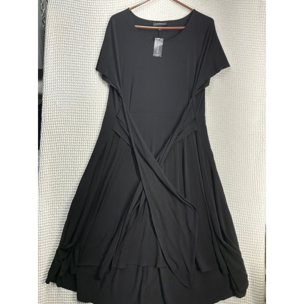 Minimalist Plus Lane Bryant Tie Waist Midi Dress 18/20 Black